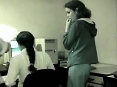 Cute Lesbians Being Naughty In The Office