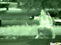 Caught Pissing On Night Vision CCTV