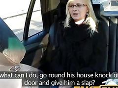 FakeTaxi Taxi Driver Fucks Glasses Blonde on Backseat
