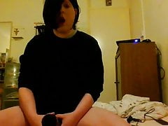 tgirl plays with new toy