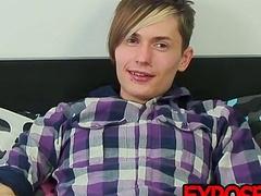 Twink masturbates solo after interview