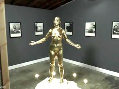 Golden Heist - Caroline Pierce & Star Nine Wet & Messy Body Painting Statue Fetish TRAILER