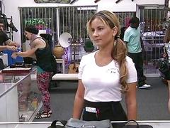 Sexy waitress pounded at the pawnshop