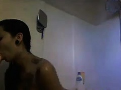Tattooed Cam Slut In The Shower