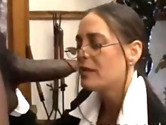 Mature lecturer licks a thick ebony snack
