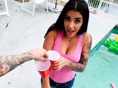 Sweet Latina babe with big ass Mia Martinez fucked by a long penis