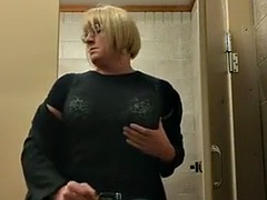 Sensualmaddy Sexy Crossdresser Cumming in Womens Bathroom at a Public Rest Stop