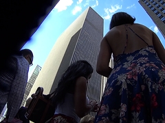 Sultry amateur girl with a sublime ass upskirt on the street