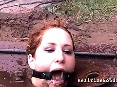 Redhead slave girl finally got out of her cage BDSM